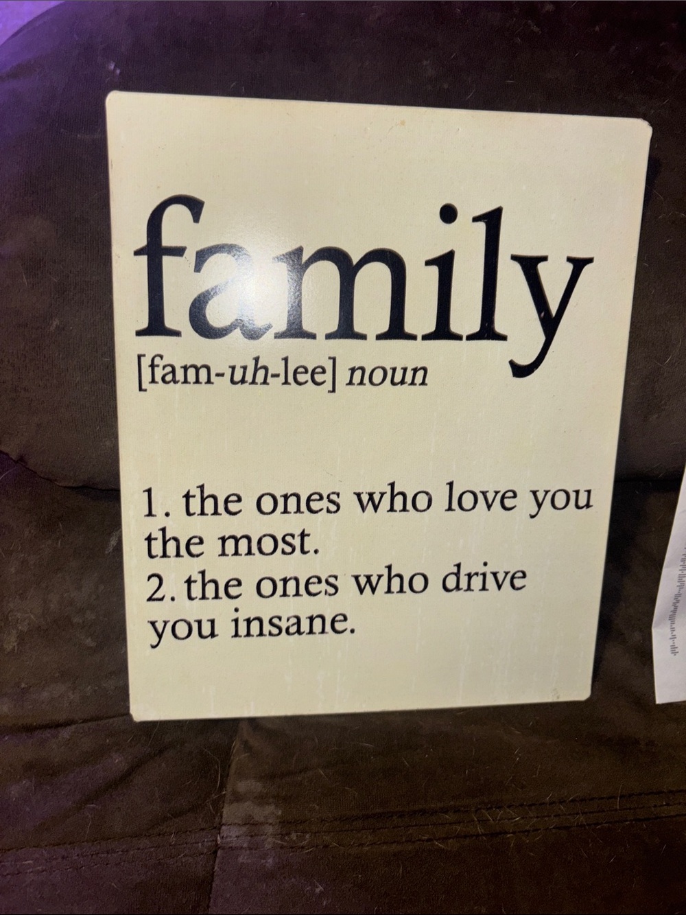 Hobby Lobby Cream and Black 'Family' Definition Wall Sign